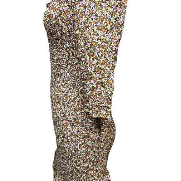 Faithfull The Brand Es Saada Floral Smocked Dress Brown Pink Size 2‎ - Picture 7 of 13